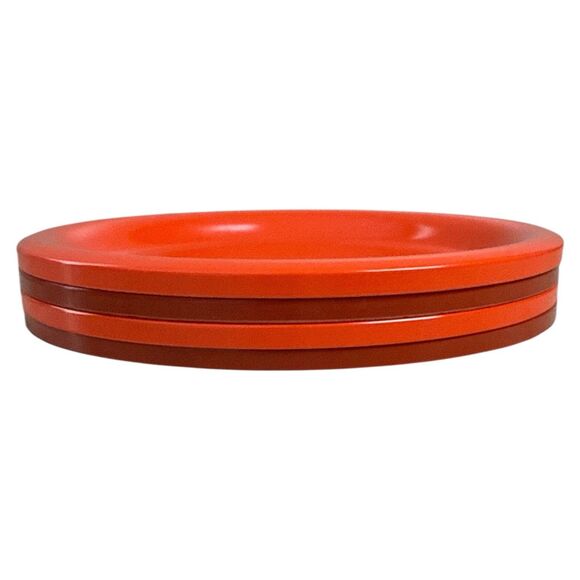 Ingrid Ltd Chicago Vintage Melamine Dinner Plates Red Orange 10.5" Set of 4 MCM - Picture 8 of 9